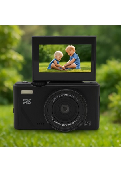 5k UHD 75 Mp Dijital Kamera | 18X Zoom | Retro Tasarım | Vlog & Seyahat Fotoğrafçılığı (Siyah) fiyatları