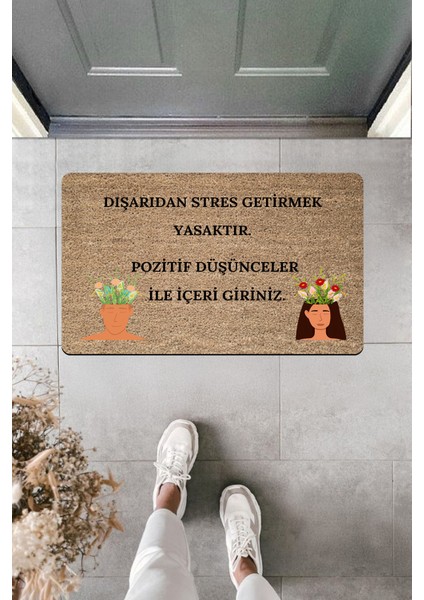 Yüksek Kaliteli Dijital Baskı Pozitif Düşüncelerle Içeri Giriniz Kapı Önü Paspası