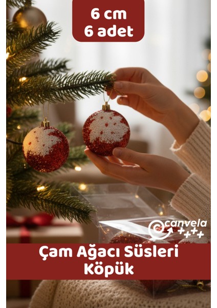 Yılbaşı Çam Ağacı Süsleri Toplar 6 cm 6'lı Set Yeni Yıl Süslemesi Noel Hediyesi Lüks Toplar