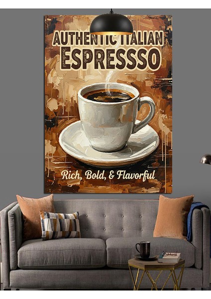 Italyan Espresso Temalı Retro Reklam Posteri Dekoratif Kanvas - Mdf Ahşap Tablo fiyatları