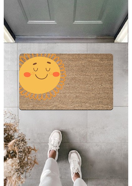 Yüksek Kaliteli Dijital Baskı Gülen Güneşiniz Kapı Önü Paspası