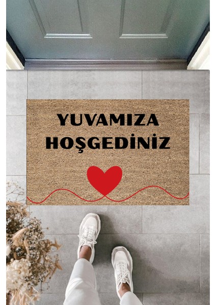 Modern Paspas - Kalpli Yuvamıza Hoşgeldiniz - Özel Tasarım Kapı Önü Paspası 27.1