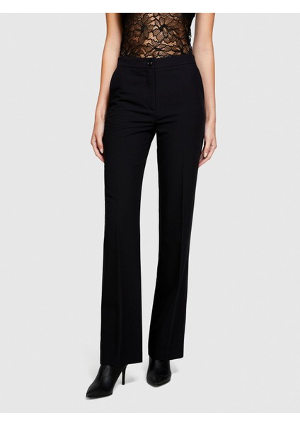 Viskoz Karışımlı Normal Bel Esnek Flared Fit Pantolon Kadın Siyah Pantolon - 323A4KVXLF03I fiyatları