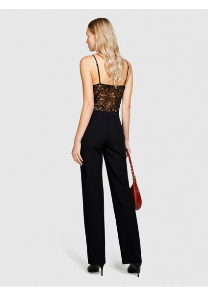 Viskoz Karışımlı Normal Bel Esnek Flared Fit Pantolon Kadın Siyah Pantolon - 323A4KVXLF03I indirimleri