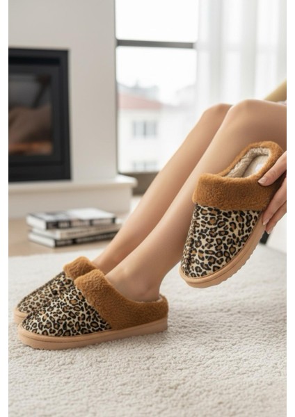 Sagu Kadın Ev Terliği Peluş Ev Terliği Ses Yapmaz Taban Sıcak Şık Kürklü Terlik
