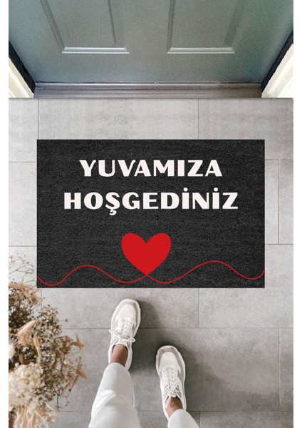 Modern Paspas - Kalpli Yuvamıza Hoşgeldiniz - Özel Tasarım Kapı Önü Paspası 27.3