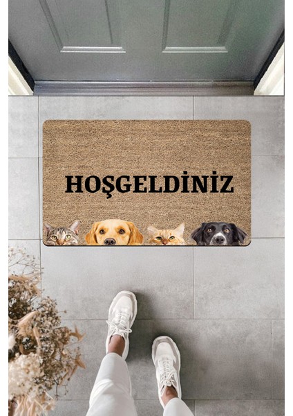 Yüksek Kaliteli Dijital Baskı Hoşgeldiniz Kediler Köpekler Kapı Önü Paspası