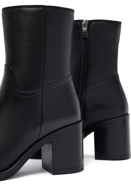 Kaıdn Siyah Fermuarlı Kalın Topuklu Deri Bot 25WFD281718