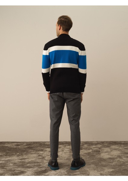 Erkek Siyah Pamuk Dokulu Regular Fit Hırka