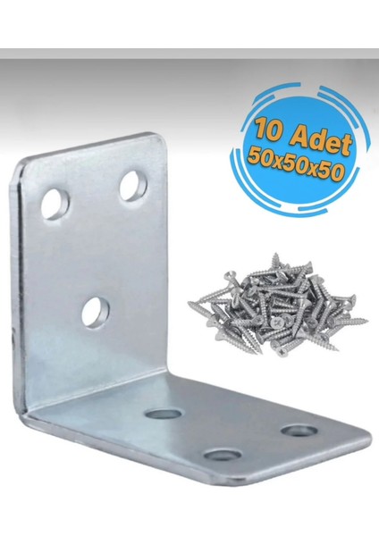 Metal L Bağlantı Dolap Mobilya Raf Bağlantı 50X50 mm (10 Adet)
