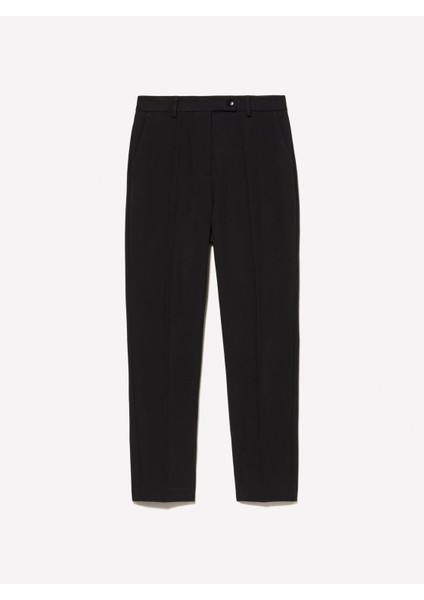 Viskoz Karışımlı Paçası Yırtmaç Detaylı Yüksek Bel Pantolon Kadın Siyah Pantolon - 324A45PKLF05Z indirimleri