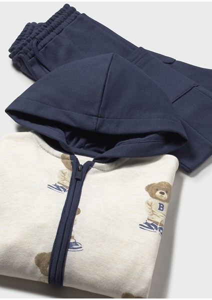 1-4 Yaş Arası ayıcık Baskılı 3’lü Erkek Bebek Eşofman Takımı | Kapüşonlu Fermuarlı Hırka + 2 Alt Parça fırsatları