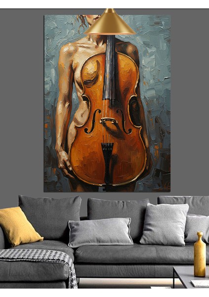 Keman ve Nü Kadın Dekoratif Kanvas - Mdf Ahşap Tablo fiyatları
