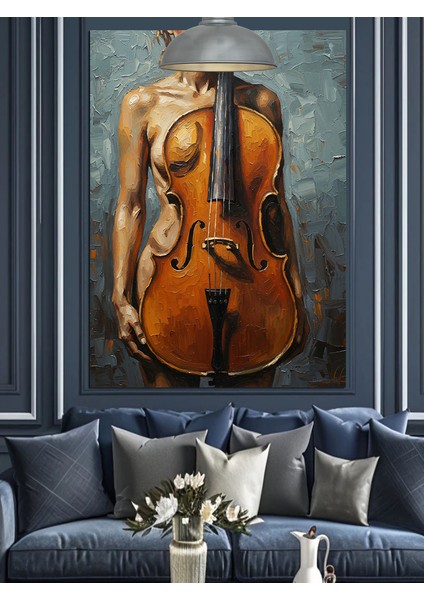 Keman ve Nü Kadın Dekoratif Kanvas - Mdf Ahşap Tablo modelleri