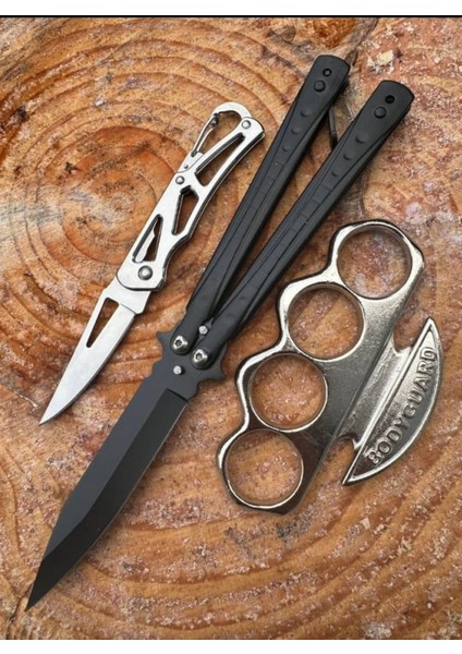 Black Kare Desenli Mini Çakı Punch Hediyeli