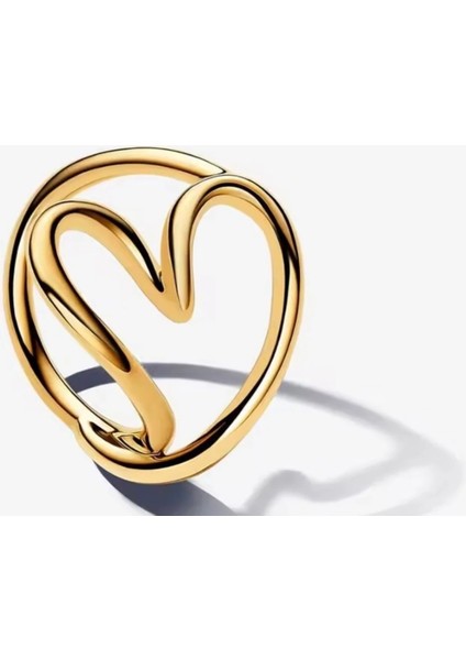 Doğal Şekilli Gold Renk s925 Ayar Kalp Gümüş Yüzük fiyatları