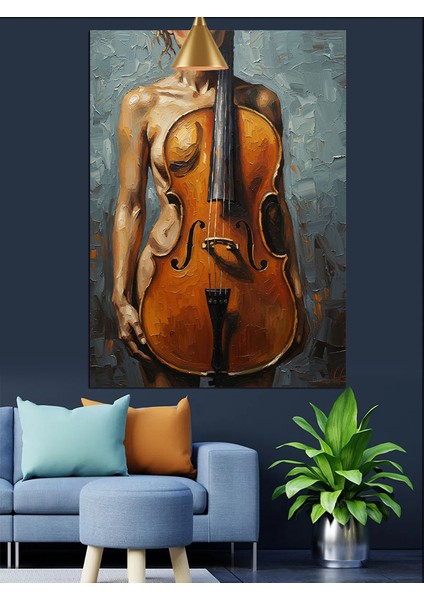 Keman ve Nü Kadın Dekoratif Kanvas - Mdf Ahşap Tablo indirimleri