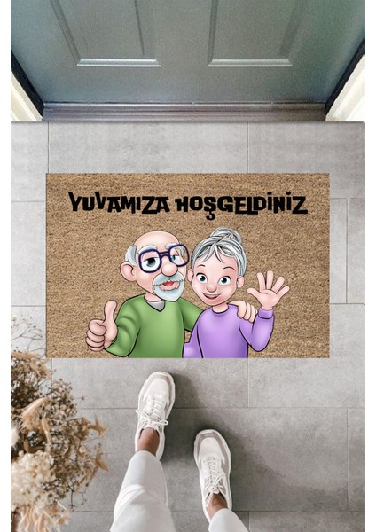 Modern Paspas - Gözlüklü Tatlı Çift - Özel Tasarım Kapı Önü Paspası Md-8.1