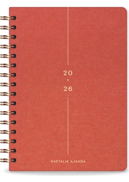 2026 A5 Spiralli Keten Haftalık Ajanda 12 Aylık - Mercan fırsatları