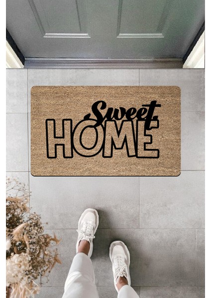 Yüksek Kaliteli Dijital Baskı Sweet Home Geniş Harfler Kapı Önü Paspası