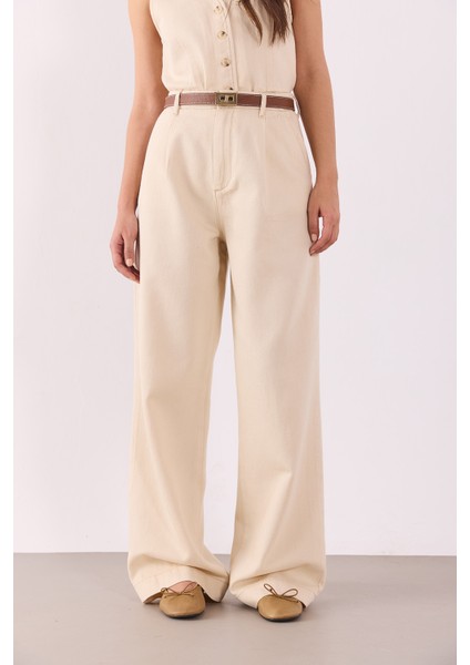 Clara Wide Leg Off White Palazzo Pantolon(Tencel)(Tm)-Off White fırsatları