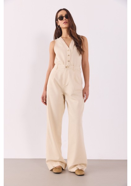 Clara Wide Leg Off White Palazzo Pantolon(Tencel)(Tm)-Off White indirimleri