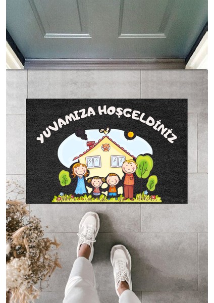 Modern Paspas - Tatlı Aile Yuvamıza Hoşgeldiniz - Özel Tasarım Kapı Önü Paspası 32.3