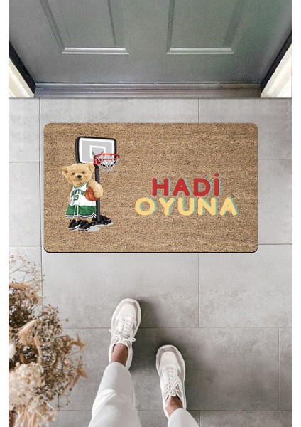 Yüksek Kaliteli Dijital Baskı Hadi Oyuna Potalı Ayıcıklı Kapı Önü Paspası