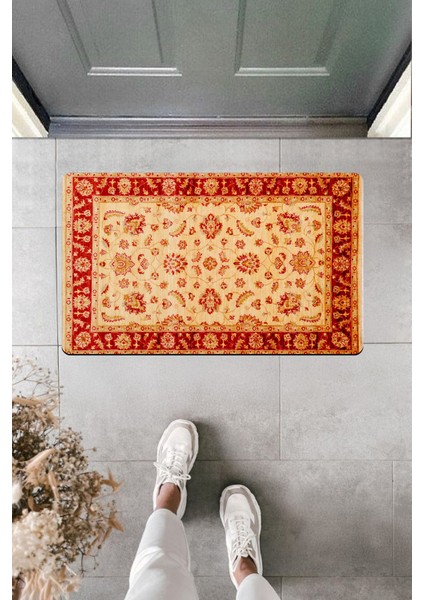 Yüksek Kaliteli Dijital Baskı Koyu Çerçeveli Açık Sanatsal Kapı Önü Paspası