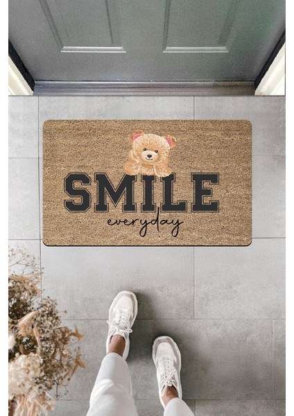 Yüksek Kaliteli Dijital Baskı Smileeveryday Ayıcık Kapı Önü Paspası