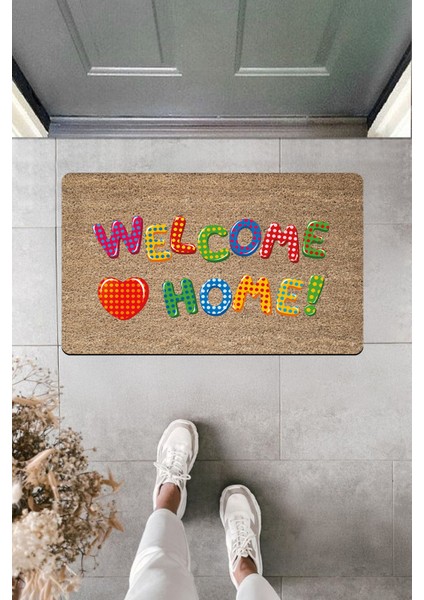 Yüksek Kaliteli Dijital Baskı Renkli Welcome Home Kapı Önü Paspası