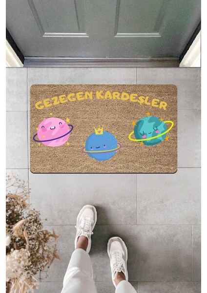 Yüksek Kaliteli Dijital Baskı 3 Gezegen Kardeşliği Kapı Önü Paspası