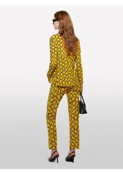 Pamuk Karışımlı 5 Cepli Baskılı Slim Fit Bilek Boy Pantolon Kadın Hardal Sarısı Mix Pantolon - 324A4ZJSLE03S fiyatları