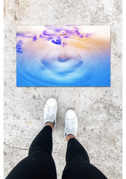 Dijital Baskı Ebruli Iç ve Dış Mekan Damla Desen Kapı Önü Paspası