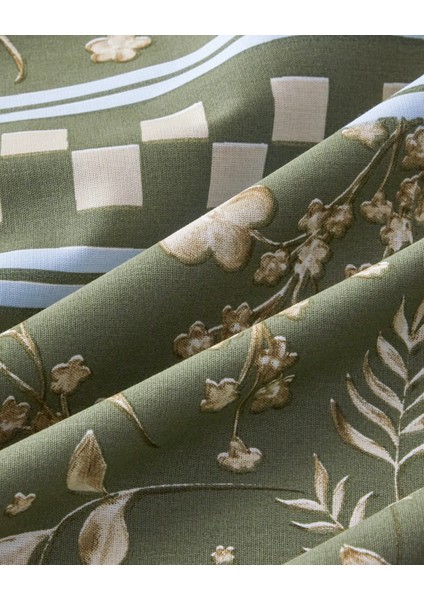 Florish Pamuk Tek Kişilik Nevresim Takımı 160X220 cm Yeşil