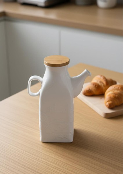 Porselen Süt Şişesi - Bambu Kapaklı Yağdanlık 650 ml fiyatları