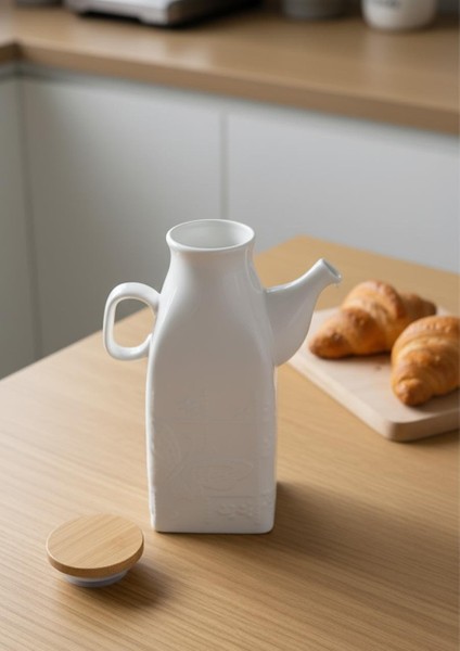 Porselen Süt Şişesi - Bambu Kapaklı Yağdanlık 650 ml modelleri