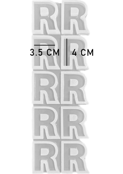 Epoksi Çoklu Silikon Kalıp Düz R Harfi Anahtarlık Reçine Seri Döküm Kalıbı 4 cm 10 Lu