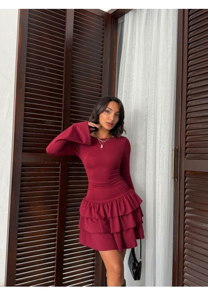 Ispanyol Kol Volanlı Mini Elbise modelleri