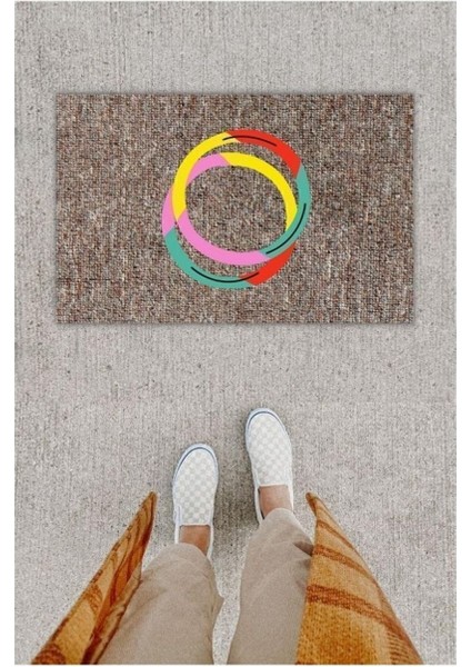 Dijital Baskı Dekoratif Halka Çok Renkli Kapı Önü Paspası