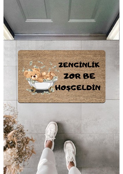 Yüksek Kaliteli Dijital Baskı Dolarlar Içinde Zenginlik Zor Be Kapı Önü Paspası