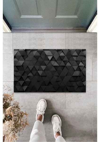 Çok Amaçlı Dijital Baskı Siyah Üçgen Dijital Iç ve Dış Mekan Paspas