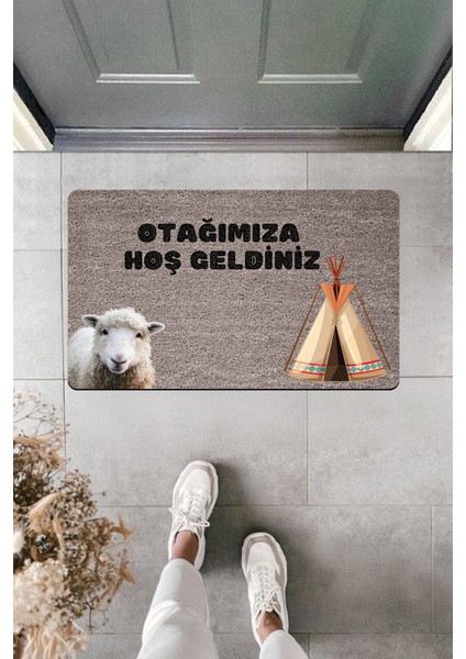 Yüksek Kaliteli Dijital Baskı Çadırlı Koyunlu Otağımıza Hoşgeldiniz Kapı Önü Paspası