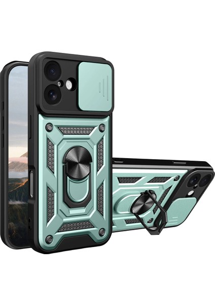 Apple iPhone 17 Uyumlu Magnetik Standlı Kamera Korumalı Sürgülü Kapak