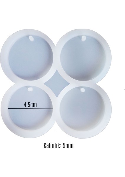 Epoksi Silikon Kalıp Delikli Yuvarlak Anahtarlık Kolye Kalıbı 4 Lü fiyatları
