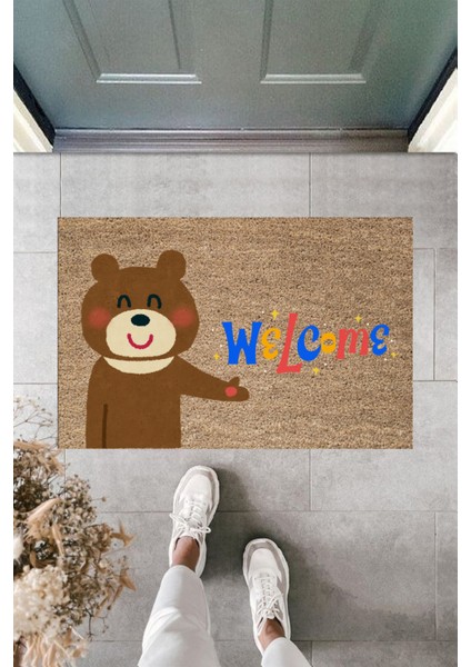 Modern Paspas - Mutlu Ayıcık Welcome - Özel Tasarım Kapı Önü Paspası 16.1