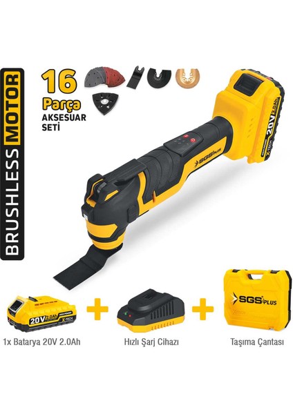 SGS5435 - 20 Volt 2 Amper Akülü Kesici ve Raspalama Makinası