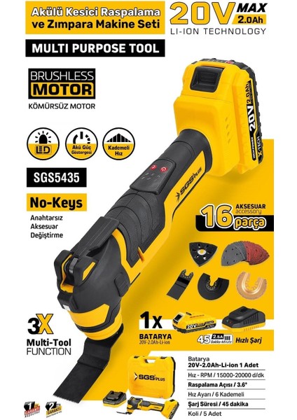 SGS5435 - 20 Volt 2 Amper Akülü Kesici ve Raspalama Makinası fiyatları