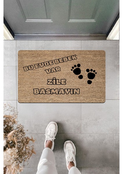 Yüksek Kaliteli Dijital Baskı Bu Evde Bebek Var Zile Basmayın Uyarısı Kapı Önü Paspası