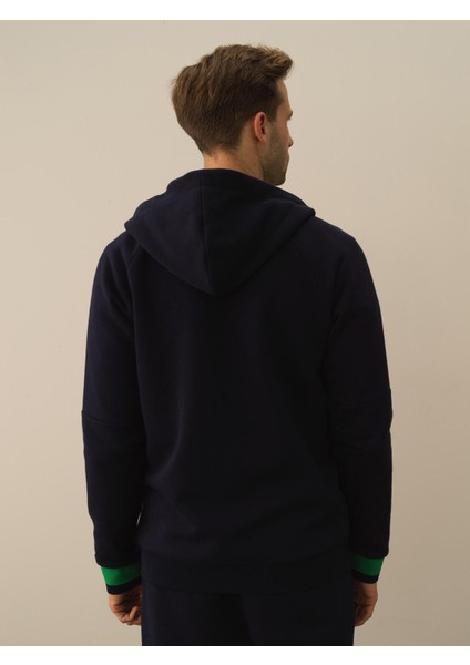 Erkek Lacivert Pamuk Dokulu Regular Fit Sweatmont